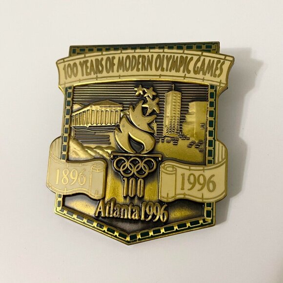 Vtg Atlanta Olympics Games 1896 - 1996 Pin 100 Years - Picture 2 of 9